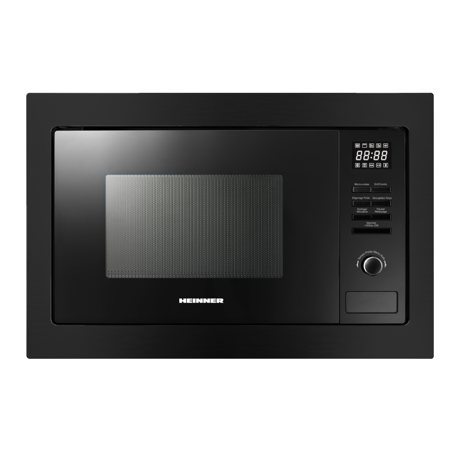 Cuptor cu microunde incorporabil Heinner HMW-MDBI25GDBK, Capacitate: 25 L, Putere: 900 W, Putere grill: 1000 W, 5 trepte de putere, Control digital, Timer, 10 programe automate, Negru