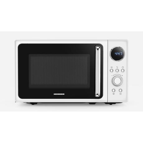 Cuptor cu microunde Heinner HMW-MD20DRWH, Capacitate: 20 L, Putere: 800 W, Control si afisaj digital, 5 niveluri de putere, Timer, Alb