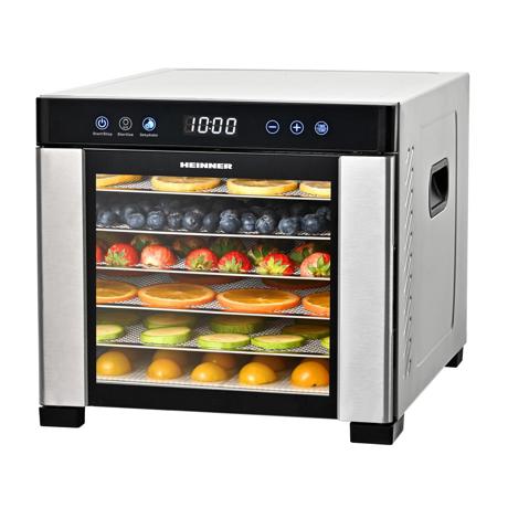 Deshidrator Heinner Prodry Essential HFD-KD600SS, Putere 650 W, Ecran LED, Control digital, Timer, Temperaturi : 35-75C, Inox