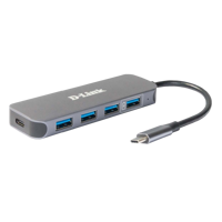 Hub D-Link USB 5 in 1, 4 porturi + 1 port USB-C cu power delivery
