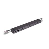Statie docking Lindy DST-Mini XT 810, interfata USB Type C to 1x HDMI / 1x DP/ 2x USB Type A / 2x USB Type C / 1x RJ45 / 1x SD / 1x microSD / 1x 3.5mm Audio, latime de banda suportata 10 Gbps, 10/100/1000 Mbps, rezolutie maxima iesire 8K 7680x4320 30Hz, chipset: VMM6210, VL822, GL3510, GL3224