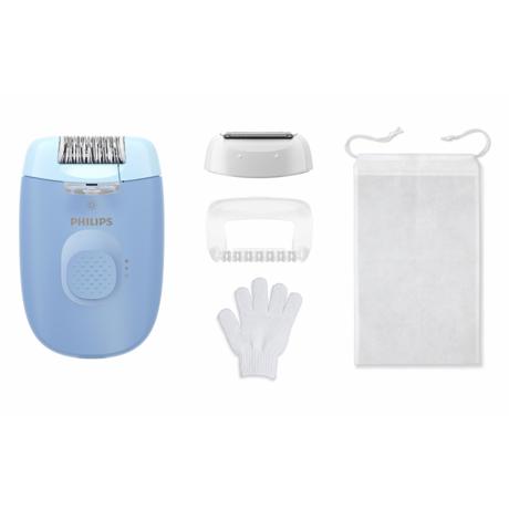 Epilator cu fir PHILIPS Seria 4000 BRE247/00, 2 viteze, 4 accesorii, Retea, Albastru, L x A x I (mm) 50x120x145