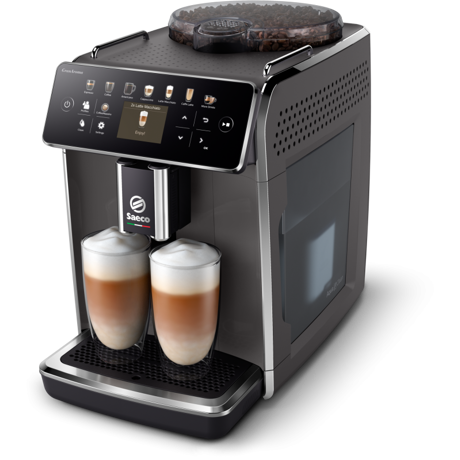 Espressor automat Saeco GranAroma SM6580/10, sistem de lapte Latte Duo, 14 bauturi, 15 bar, ecran TFT color, 4 profiluri utilizator, filtru AquaClean, rasnita ceramica, functie DoubleShot, Gri