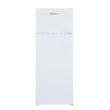Frigider cu doua usi Heinner HF-H2206E++, Static, 206 l, Clasa E, lumina LED, 3 rafturi de sticla, H 143 cm, Alb