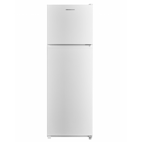 Frigider cu 2 usi Heinner HF-M294E++,clasa energetica: E, capacitate totala: 294L, lumina LED, 3 rafturi sticla frigider, compartiment pentru fructe si legume, usi reversibile,Alb