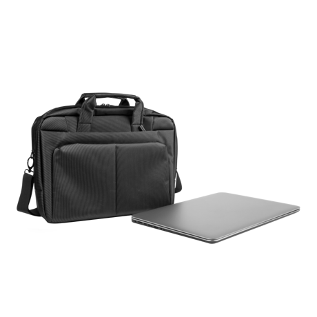 Geanta laptop Natec Gazelle, compatibilitate dimensiune laptop 15.6", 3 compartimente, material Polyester, negru