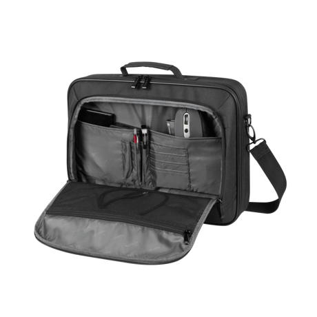 Geanta laptop Natec Boxer Lite, compatibilitate dimensiune laptop 15.6"-16", 2 compartimente, material Polyester 600D, negru