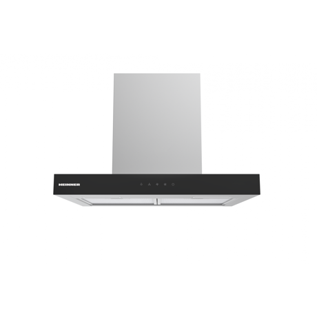 Hota Heinner HDCH-MD60TIX, Decorativa, 60 cm, Putere de absortie: 800 m3/h, 4 trepte de viteza, Filtru de aluminiu, lumina LED, Inox + sticla neagra