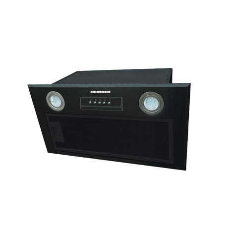 Hota Heinner HBIH-MD600BK, Incastrabila, 60 cm, Putere de absortie: 610 m3/h, 3 viteze, filtru de aluminiu, lumina LED, Negru