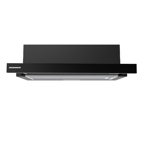 Hota Heinner HTCH-MD400GBK, Telescopica, 60 cm, Putere de absortie: 400 m3/h, 2 viteze, filtre de aluminu, lunmina led, Negru + Sticla