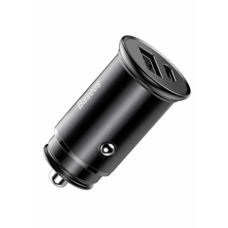Incarcator auto Baseus Circular metal, 2 porturi USB iesire, pentru bricheta auto,  negru
