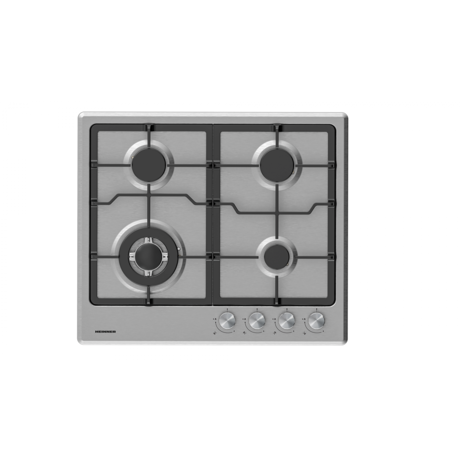 Plita incorporabila Heinner HBH-M495IWFIX, Gaz, 4 arzatoare, Wok, gratare fonta, 60 cm, Inox