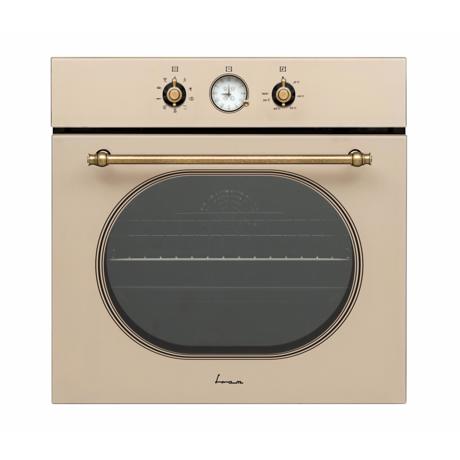 Cuptor incorporabil Fram FBO-V659GCA-RGBG, Electric, MF9, 65 L, Grill, Ventilatie, Perete catalitic spate, Timer Analog, Sticla Rustic crem