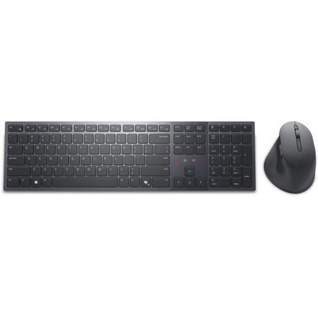 Dell Premier Collaboration Keyboard and Mouse - KM900 - US International (QWERTY), Device Type: Keyboard and mouse set, Backlit: Yes, Interface: 2.4 GHz, Bluetooth 5.1, Wireless Receiver: USB wireless receiver, Dimensions (WxDxH) / Weight: Keyboard: 43.97 cm x 12.16 cm x 2.07 cm / 728 g, Mouse: 8.98