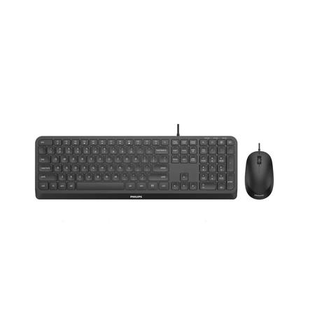 Kit Philips SPT6207, cu fir, USB 2.0, 104 taste, membrana, 1.6m negru + Mouse SPK7207