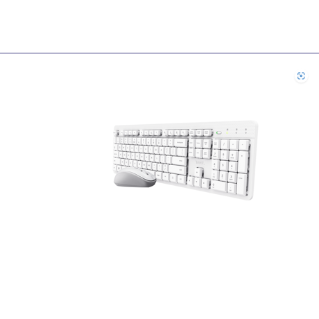 Kit Trust Ody II wireless, cu taste silentioase, cu functie de power saving, rezistenta la stropire, conectare tip USB-A 2.0, include 2 baterii, compatibila PC/Laptop (Windows, MacOS, Chrome OS), rezolutie mouse 1600 DPI, optic, alb