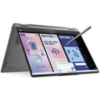 Laptop Lenovo Yoga 7 2-in-1 16ILL10, 16" 2.8K WQXGA+ (2880x1800) OLED 1100nits (peak) / 500nits (typical) Glossy / Anti-fingerprint, 100% DCI-P3, 120Hz, Dolby Vision®, TÜV Low Blue Light, DisplayHDR™ True Black 1000, Glass, Touch, Intel® Core Ultra 7 258V, 8C (4P + 4LPE) / 8T, Max Turbo up to