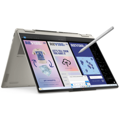 Laptop Lenovo Yoga 7 2-in-1 14ILL10, 14" WUXGA (1920x1200) OLED 600nits (peak) / 400nits (typical) Glossy / Anti-fingerprint, 100% DCI-P3, 60Hz, Dolby Vision®, TÜV Low Blue Light, DisplayHDR™ True Black 500, Glass, Touch, Intel® Core Ultra 7 256V, 8C (4P + 4LPE) / 8T, Max Turbo up to 4.8GHz, 12MB