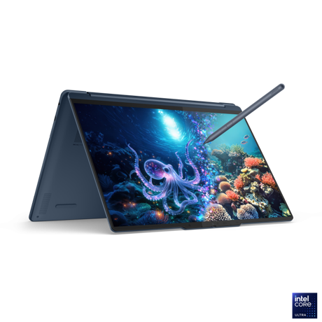 Laptop Lenovo Yoga 9 2-in-1 14ILL10, 14" 2.8K WQXGA+ (2880x1800) OLED 1100nits (peak) / 500nits (typical) Glossy / Anti-fingerprint, 100% DCI- P3, 120Hz, Eyesafe®, Dolby Vision®, DisplayHDR™ True Black 1000, Glass, Touch, Intel® Core™ Ultra 7 258V, 8C (4P + 4LPE) / 8T, Max Turbo up to 4.8GHz, 12MB