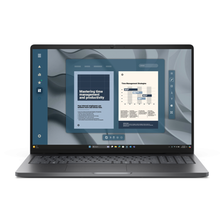 Laptop DELL PRO 16, 16", Non-Touch, FHD+ 1920 x 1200, 60Hz, IPS, Anti- Glare, 300 nit, 45% NTSC, FHD+IR Cam, Fingerprint Reader, Magnetite color, textured finish, AMD Ryzen(TM) 5 PRO 230 Processor (22 MB cache, 6 cores, 12 threads, up to 4.9 GHz, 16 TOPS NPU), AMD Radeon(TM) 760M graphics, 16 GB: 1