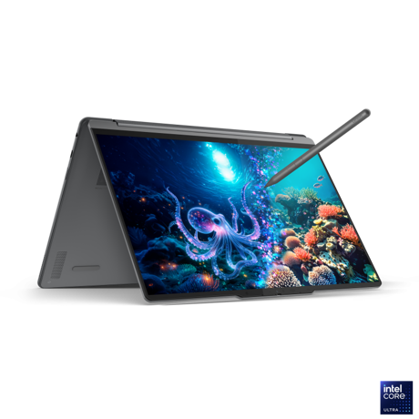 Laptop Lenovo Yoga 9 2-in-1 14ILL10, 14" 2.8K WQXGA+ (2880x1800) OLED 1100nits (peak) / 500nits (typical) Glossy / Anti-fingerprint, 100% DCI- P3, 120Hz, Eyesafe®, Dolby Vision®, DisplayHDR™ True Black 1000, Glass, Touch, Intel® Core™ Ultra 7 258V, 8C (4P + 4LPE) / 8T, Max Turbo up to 4.8GHz, 12MB