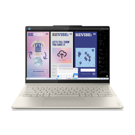 Laptop Lenovo Yoga 7 2-in-1 14ILL10, 14" 2.8K WQXGA+ (2880x1800) OLED 1100nits (peak) / 500nits (typical) Glossy / Anti-fingerprint, 100% DCI-P3, 120Hz, Dolby Vision®, TÜV Low Blue Light, DisplayHDR™ True Black 1000, Glass, Touch, Intel® Core Ultra 7 258V, 8C (4P + 4LPE) / 8T, Max Turbo up to
