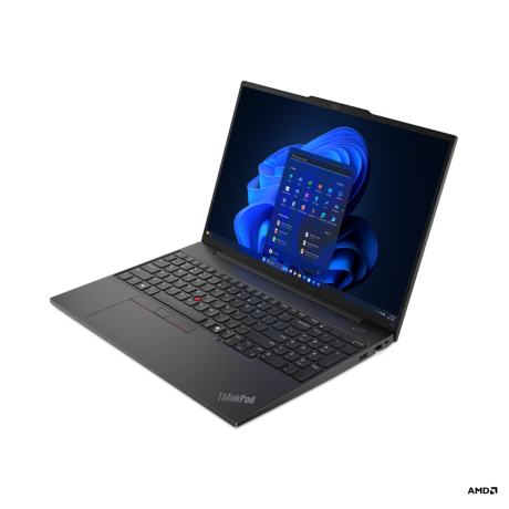 Laptop Lenovo ThinkPad E16 Gen 2 (AMD); 16" WUXGA (1920x1200) IPS 300nits Anti-glare, 45% NTSC; AMD Ryzen™ 5 7535HS (6C / 12T, 3.3 / 4.55GHz, 3MB L2 / 16MB L3); Video Integrated AMD Radeon™ 660M Graphics; RAM 2x 16GB SO-DIMM DDR5-4800; 1TB SSD M.2 2242 PCIe® 4.0x4 NVMe® Opal 2.0, Optical: no ODD; No