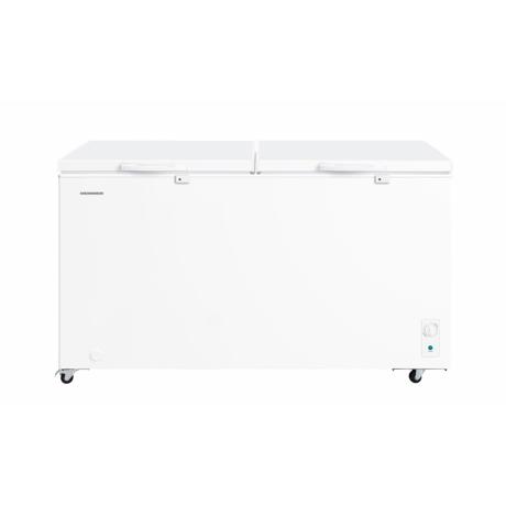 Lada frigorifica Heinner HCF-M508INVCE++, Clasa energetica: E, Compresor Inverter, Functionare convertibila (Frigider/Congelator), Capacitate totala: 508L, Control mecanic, Rezistenta la frig, Lumina LED, 2 cosuri, Maner extern cu incuietoare, 153 x 73.5 x 86 cm, Alb