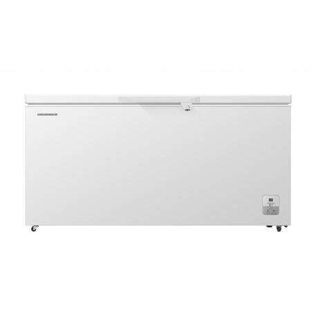 Lada frigorifica Heinner HCF-HS500EE++, 500L, clasa energetica: E, control electronic, display digital, functie Super congelare, lumina LED, 2 cosuri din sarma, maner extern cu incuietoare, blocare display, dimensiuni (WxDxH): 164.6 x 71.7 x 84.7 cm, culoare: Alb