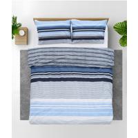 Lenjerie dubla,100% bumbac,4 piese, Azul