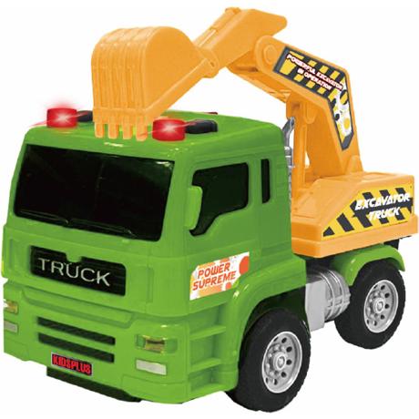 VEHICULE CU LUMINI, SUNETE SI FRICTIUNE, SCARA 1/24, 15CM, EXCAVATOR