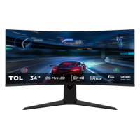 Monitor TCL 34" 34R83Q, Curvature: 1500R, Diagonal (inch): 34, Diagonal (cm): 86, Aspect ratio: 21:9, Panel: QD-Mini LED, Resolution: 3440x1440, Refresh Rate: 170Hz, Response time GtG: 1ms, Brightness (max): 1600 cd/m², Contrast (static) : 4000:1, Viewing angle: 178/178, Color Gamut Type: DCI-P3