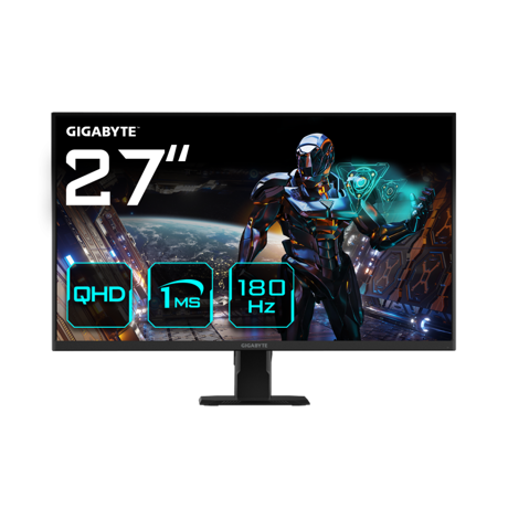 Gigabyte Monitor Gaming 27" SS IPS GS27QA, Non-glare, Rezolutie: 2560 x 1440(QHD), Luminozitate: 300 cd/m2, Contrast: 1000:1, Unghi vizualizare: 178°(H)/178°(V), Culori: 16.7M, Timp raspuns: 1ms, Refresh rate: 180Hz, HDR Ready, Flicker-free, Interfata: 2 x HDMI 2.0, 1 x Displayport 1.4, 1 x Earphone