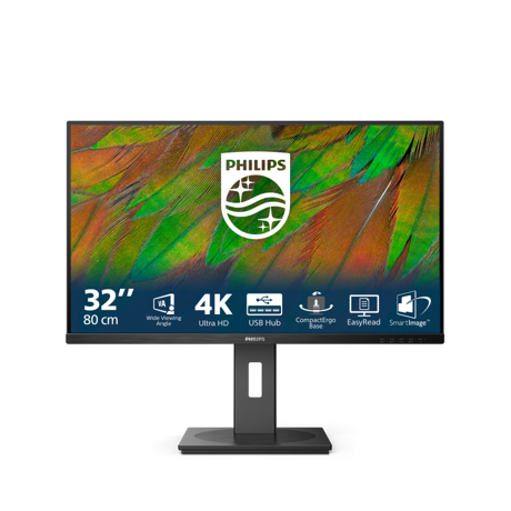 Monitor Philips 31.5" 32B1N3800/00, Diagonal (inch): 31.5, Diagonal (cm): 80, Aspect ratio: 16:9, Panel: LCD VA, Resolution: 3840x2160, Refresh Rate: 60Hz, Response time GtG: 4ms, Brightness (max): 350 cd/m², Contrast (static) : 3500:1, Contrast (dynamic): 50M:1, Viewing angle: 178/178, Color Gamut