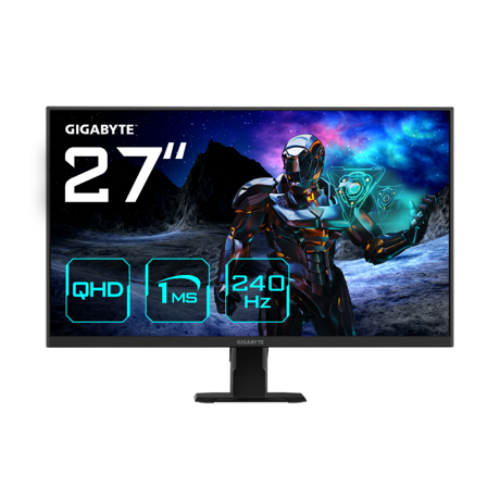 Gigabyte Monitor Gaming 27" SS IPS GS27Q X, Non-glare, Rezolutie: 2560 x 1440 (QHD), 300 cd/m2 (TYP), Contrast: 1000:1, Unghi vizualizare: 178°(H)/178°(V), Culori: 1.07B, Timp raspuns: 1ms (MPRT), Refresh rate: 240Hz/OC 250Hz, HDR Ready, Flicker-free, Interfata: 2 x HDMI 2.0, 1 x Displayport 1.4, 1