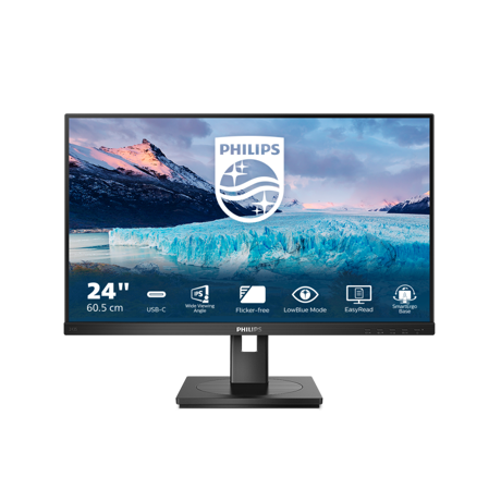 Monitor Philips 23.8", IPS, FHD 1920x1080, 100Hz, 4ms FlickerFree, Boxe 2Wx2, HA Pivot, HDMI, DisplayPor,t DaisyChain, USB hub, USB-C, RJ45, 243S1/00