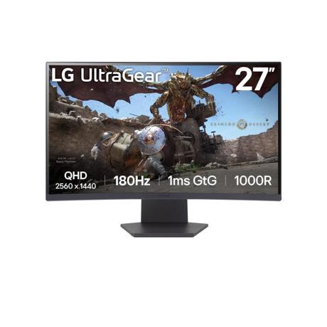 Monitor LG 27" 27GS60QC-B.AEUQ, Curvature: 1000R, Diagonal (inch): 27, Diagonal (cm): 68, Aspect ratio: 16:9, Panel: VA, Resolution: 2560x1440, Refresh Rate: 180Hz, Response time GtG: 1ms, Brightness (max): 300 cd/m², Contrast (static) : 3000:1, Viewing angle: 178/178, Color Gamut Type: sRGB, Color