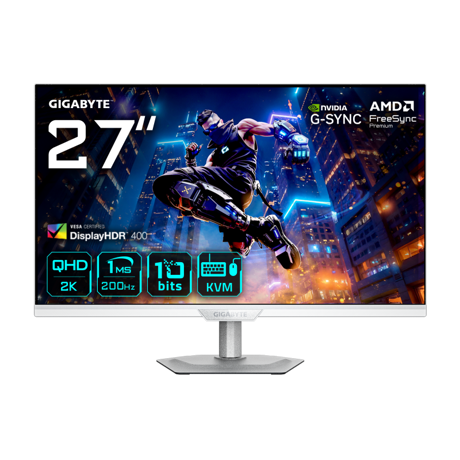 GIGABYTE M27Q2 QD ICE. Display diagonal: 68.6 cm (27"), Display resolution: 2560 x 1440 pixels, HD type: Quad HD, Display technology: LED, Response time: 1 ms, Native aspect ratio: 16:9, Viewing angle, horizontal: 178°, Viewing angle, vertical: 178°. Built-in USB hub, USB hub version: 3.2 Gen 1 (3.1