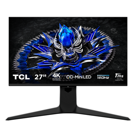 Monitor TCL 27" 27R83U, Diagonal (inch): 27, Diagonal (cm): 69, Aspect ratio: 16:9, Panel: QD-Mini LED, Resolution: 3840x2160, Refresh Rate: 160Hz, Response time GtG: 1ms, Brightness (max): 1600 cd/m², Contrast (static) : 4000:1, Viewing angle: 178/178, Color Gamut Type: DCI-P3, Color Gamut