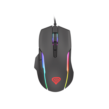 Mouse gaming cu fir Gensesis Xenon 220, senzor optic, interfata USB, rezolutie maxima 12800 DPI, numar butoane 7, iluminare RGB, silent switches, maximum frame rate 7 000 FPS, negru