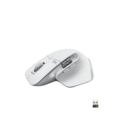 Mouse Logitech MX Master 3S, Wireless/Bluetooth fara fir, rezolutie 8000 DPI, optic, butoane/rotite 7, alb