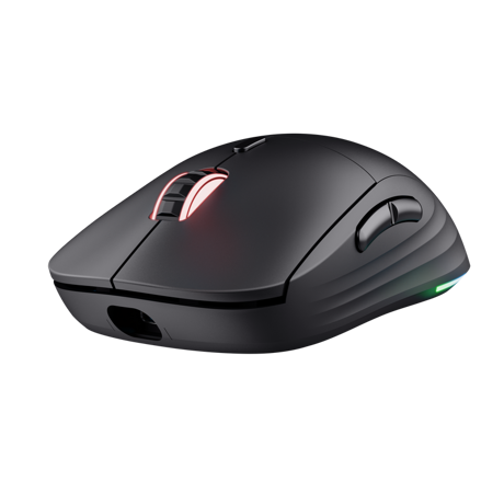 Mouse wireless Trust GXT 927 Redex+, rezolutie maxima 25600 DPI, senzor PAW3370, polling rate 125/250/500/1000Hz, iluminare full RGB, negru