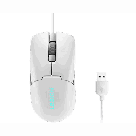Mouse gaming Lenovo Legion M300s, Iluminare RGB, 8k DPI, Sensor Pixart, Glacier White