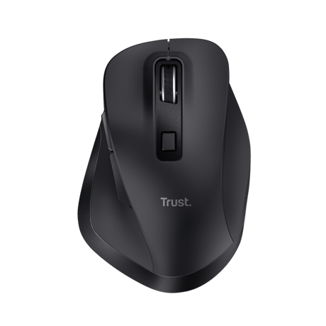Mouse Trust Fyda ergonomic, reincarcabil, wireless RF 2.4GHz, USB2.0, 6 butoane, rezolutie 2400 DPI, negru
