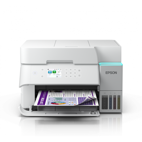 Multifunctional inkjet color Epson EcoTank CISS L6376, culoare alb, dimensiune A4 (Printare,Copiere, Scanare), printare borderless, viteza 35ppm alb-negru, 23ppm color, rezolutie 4800x1200 dpi, alimentare hartie 250 coli,ADF 30 coli, duplex automat ,scanner CIS rezolutie 1200x2400, Interfata: USB