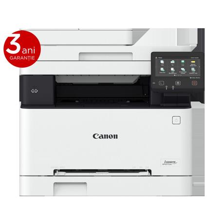 Multifunctional laser color Canon MF651Cw, dimensiune A4(Printare, Copiere, Scanare), viteza max 18ppm, rezolutie max 1200x1200dpi, processor 800Mhz x 2, memorie 1 GB RAM, ,alimentare cu hartie 250 coli, limbaj de printare: UFRII Copiere 18ppm , marire- micsorare 25- 400%, scanare color rezolutie