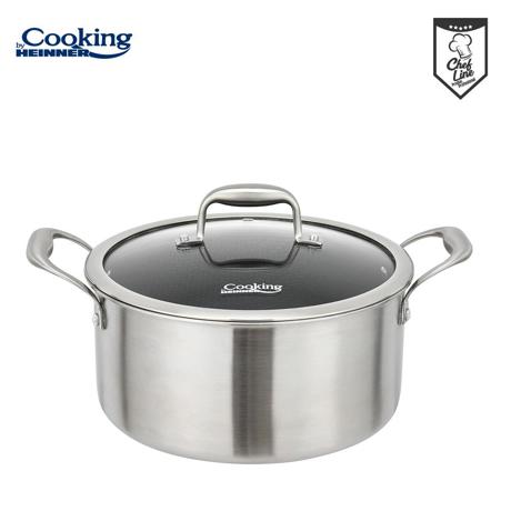 SEMIOALA INOX+CAPAC STICLA IN 3 STRATURI 28x13 CM, 7 L, TITANIUM3, COOKING BY HEINNER