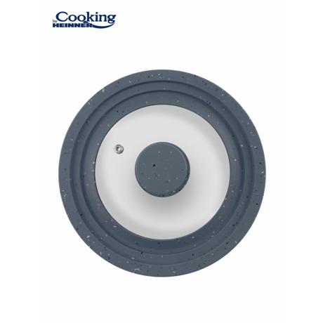 SET 3 CAPACE STICLA CU MARGINE DIN SILICON AJUSTABILA 16/18/20 CM; 22/24/26 CM; 28/30/32 CM; GRI