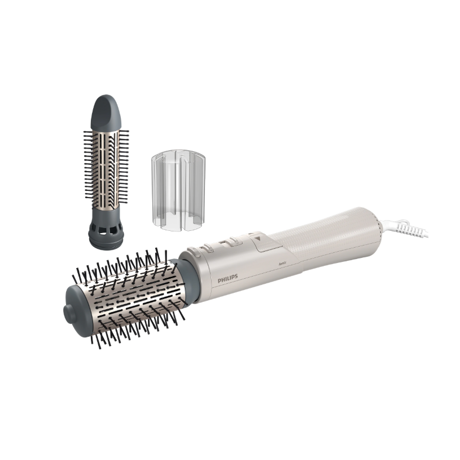 Perie rotativa cu aer cald PHILIPS Seria 7000 BHA710/00, 1000W, Ingrijire cu ioni, 2 accesorii, Setare temperatura de ingrijire, Peri naturali, Invelis ceramic din turmalina,  Alb/Crem, L x A x I (mm) 345x150x95