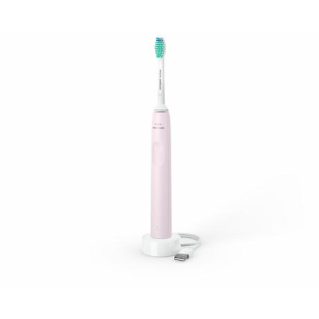 Periuta de dinti sonica electrica PHILIPS Sonicare Seria 2100 HX3651/11, 31000 miscari/minut, Cronometru Quadpacer si SmarTimer, Design ergonomic subţire, 1 capat de periere, Roz, L x A x I (mm) 109x63x220